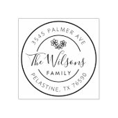 ファミリー名差出人住所ラウンドロゴ、ボタニック ラバースタンプ (インプリント)