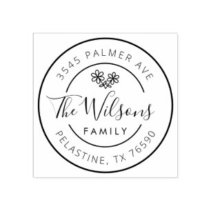 ファミリー名差出人住所ラウンドロゴ、ボタニック ラバースタンプ