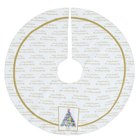 ファミリー名素朴テキサス州クリスマスツリー ブラッシュドポリエステルツリースカート (正面)