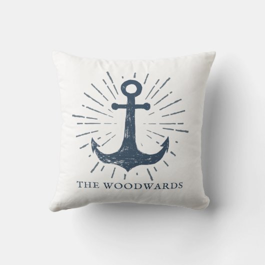 ファミリー名航海のいかりネイビーブルー クッション (裏面)