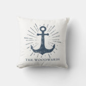 ファミリー名航海のいかりネイビーブルー クッション (正面)