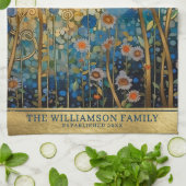 ファミリー名金ゴールドフローラクリムトスタイルアート キッチンタオル (折り畳み)