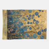 ファミリー名金ゴールドフローラクリムトスタイルアート キッチンタオル (横)