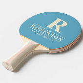 ファミリー名&イニシャルポロストライピングアクアスカイ 卓球ラケット (正面アングル)