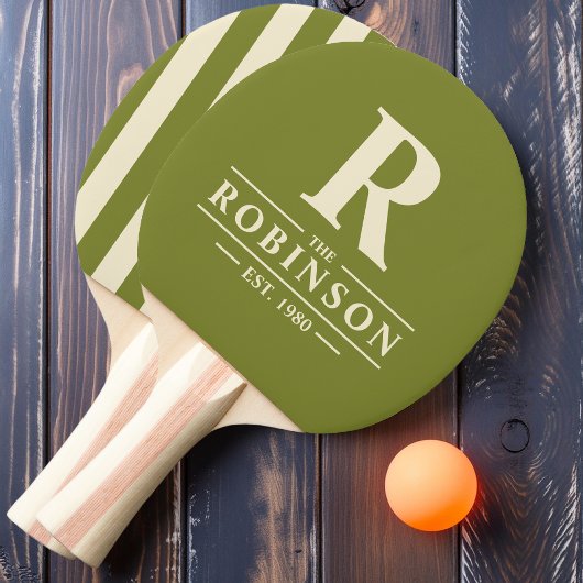 ファミリー名&イニシャルポロストライピングウィローグリーン 卓球ラケット