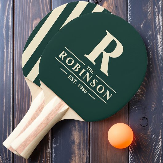 ファミリー名&イニシャルポロストライピングセージグリーン 卓球ラケット