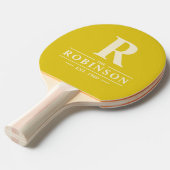 ファミリー名&イニシャルポロストライピングダークレモン 卓球ラケット (正面アングル)