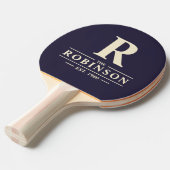 ファミリー名&イニシャルポロストライピングミッドナイト海 卓球ラケット (正面アングル)