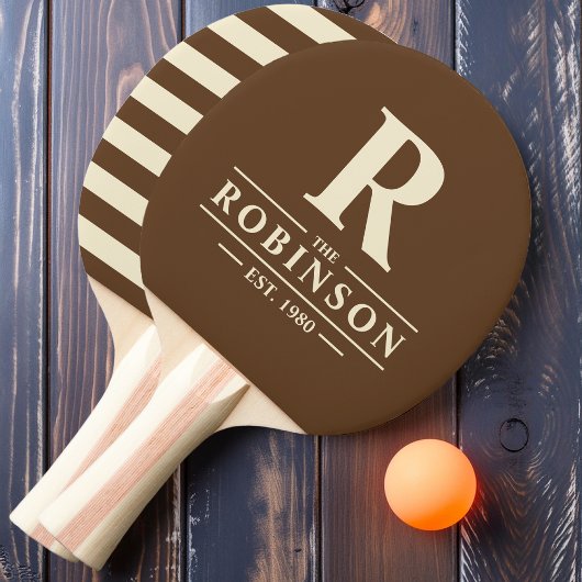 ファミリー名&イニシャルポロ深いフォレストブラウン 卓球ラケット