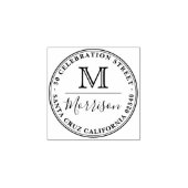 ファミリー名&モノグラムラウンド縁ど差出人住所 ラバースタンプ (インプリント)