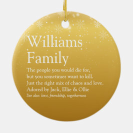 ファミリー定義金ゴールドクリスマススノーフレーク セラミックオーナメント