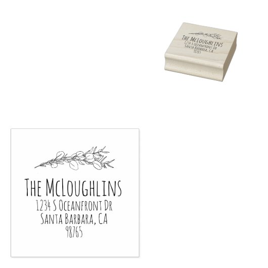 ファミリー差出人住所モダン植物性ユーカリ ラバースタンプ (押印)