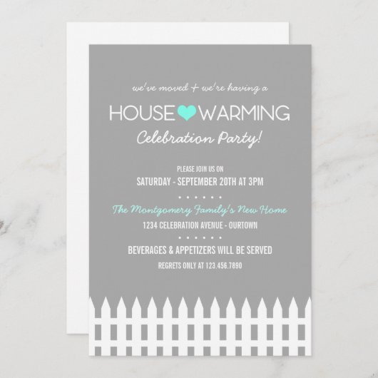 ファミリー引っ越し祝いパーティーパーティの招待状 招待状 (正面/裏面)