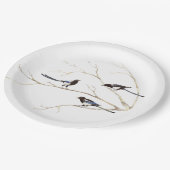 ファミリー引用文と水彩マグパイバードファミリー ペーパープレート (アングル)