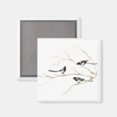 ファミリー引用文と水彩マグパイバードファミリー マグネット (正面/裏面)