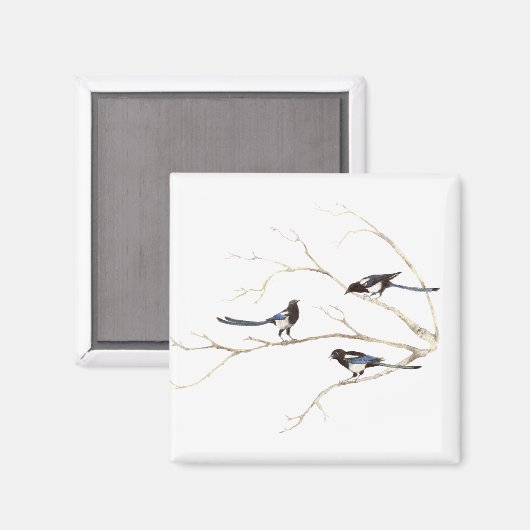 ファミリー引用文と水彩マグパイバードファミリー マグネット (正面/裏面)