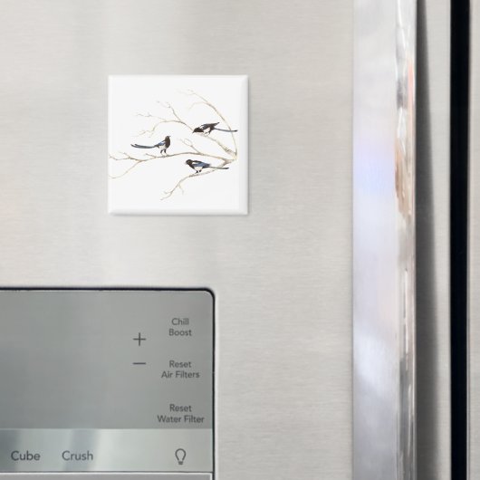 ファミリー引用文と水彩マグパイバードファミリー マグネット (インサイチュ (冷蔵庫))