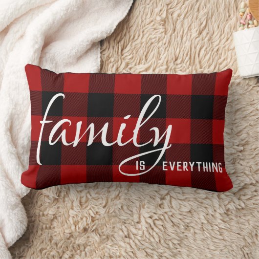 ファミリー引用文オンバッファロープレイド ランバークッション (ブランケット)