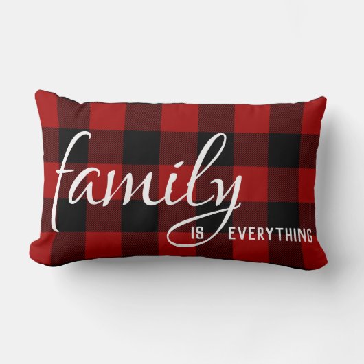 ファミリー引用文オンバッファロープレイド ランバークッション (正面)