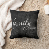 ファミリー引用文オンブラックレザー クッション (ブランケット)