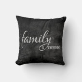 ファミリー引用文オンブラックレザー クッション (正面)