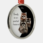 ファミリー引用文デーテッドウォーターカラーラクーン動物 メタルオーナメント (右)