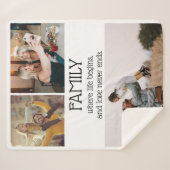 ファミリー引用文フォトコラージュモダンパーソナライズされた シェルパブランケット (正面(横))