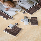 ファミリー引用文6フォトコラージュ素朴ウッド ジグソーパズル (側面)