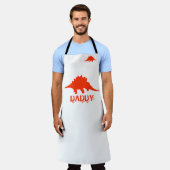 ファミリー恐竜パーソナライズされたメンズウォメンズレッド エプロン (着用した状態)