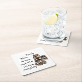 ファミリー感動的引用文おもしろいラクーンアニマルスト スクエアペーパーコースター (インサイチュ)