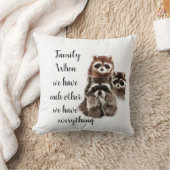 ファミリー感動的引用文おもしろいラクーン動物 クッション (ブランケット)