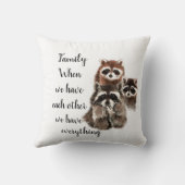 ファミリー感動的引用文おもしろいラクーン動物 クッション (裏面)