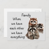 ファミリー感動的引用文おもしろいラクーン動物 ポストカード (正面/裏面)