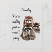 ファミリー感動的引用文おもしろいラクーン動物 ポストカード (正面)