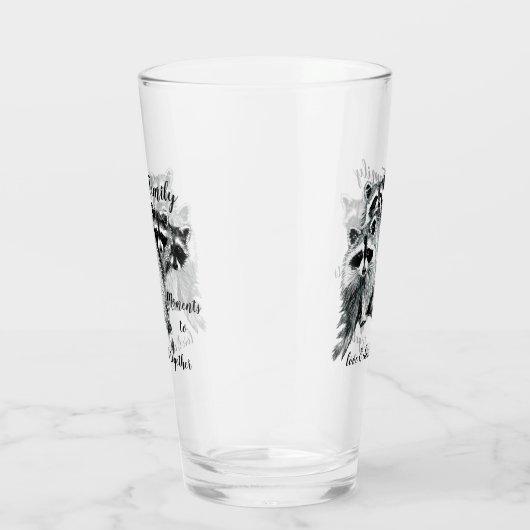 ファミリー感動的引用文かわいいアライグマ動物 タンブラーグラス (右)