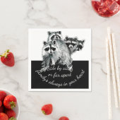 ファミリー感動的引用文かわいい水色ラクーン スタンダードカクテルナプキン (インサイチュ)