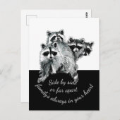 ファミリー感動的引用文かわいい水色ラクーン ポストカード (正面/裏面)