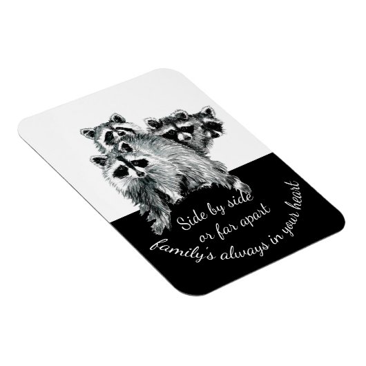 ファミリー感動的引用文かわいい水色ラクーン マグネット (右側)