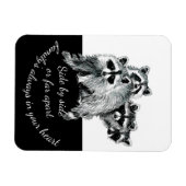 ファミリー感動的引用文かわいい水色ラクーン マグネット (横)