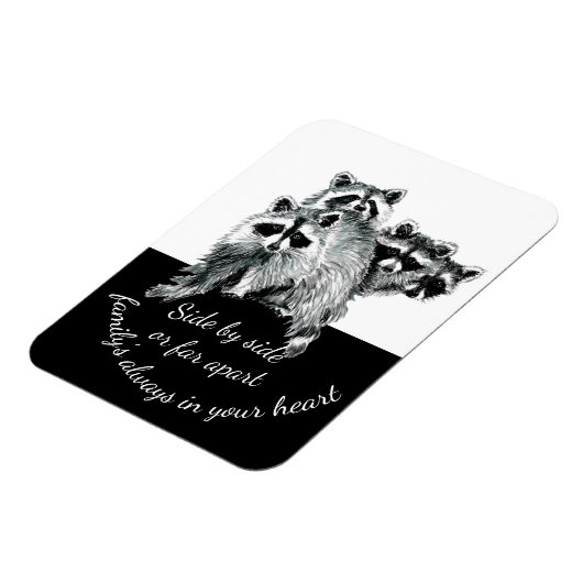 ファミリー感動的引用文かわいい水色ラクーン マグネット (左側)