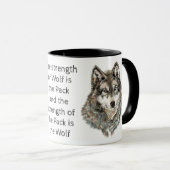 ファミリー感動的引用文ウルフ水彩動物 マグカップ (正面右)