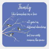 ファミリー感動的引用文マグパイバードアート スクエアシール (正面)