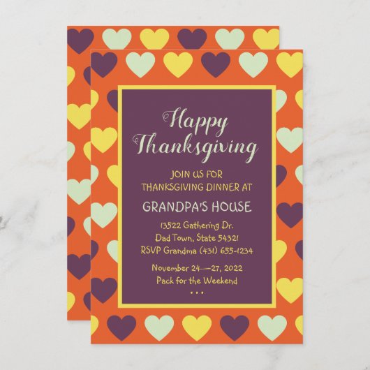 ファミリー感謝祭ディナカスタムー招待状 招待状 (正面/裏面)