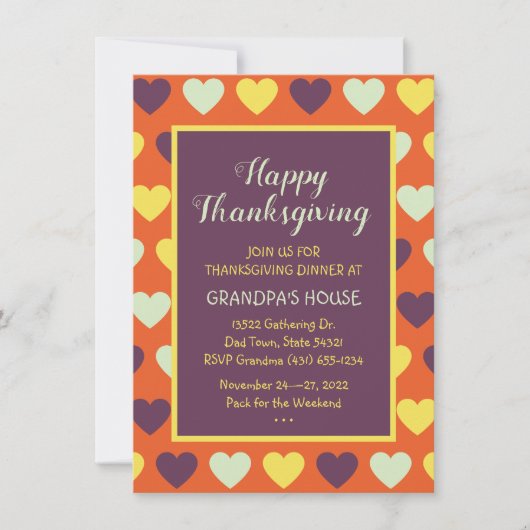 ファミリー感謝祭ディナカスタムー招待状 招待状 (正面)