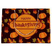 ファミリー感謝祭紅葉ターキーパンプキン ラージペーパーバッグ (正面)