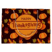 ファミリー感謝祭紅葉ターキーパンプキン ラージペーパーバッグ (裏面)