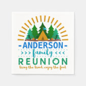 ファミリー懇親会おもしろいキャンピングパーティー | 名前をカスタムする スタンダードカクテルナプキン (正面)