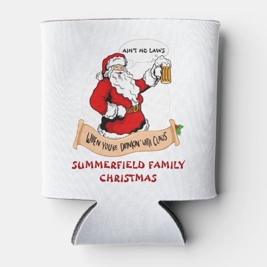 ファミリー懇親会おもしろいクリスマスマッチング 缶クーラー (正面)