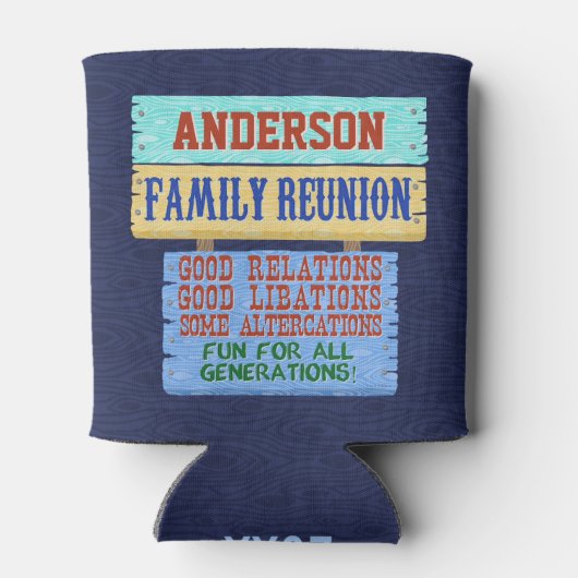 ファミリー懇親会おもしろい木製サイン |名前の追加 缶クーラー (裏面)