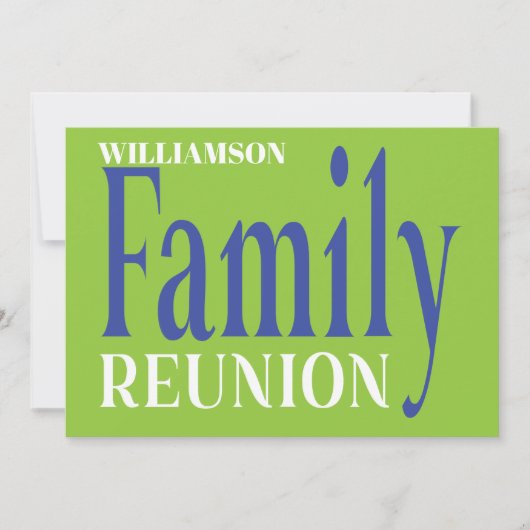 ファミリー懇親会のはっきりした集まりモダン青緑 招待状 (正面)
